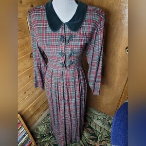 Vtg Country Wear Clothing Company Plaid Dress Womens Size 12 Red Green Prairie